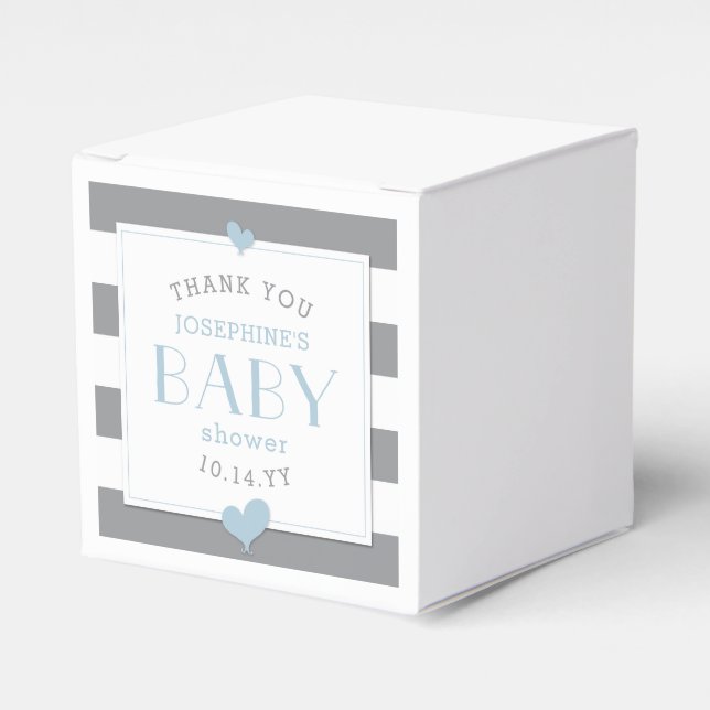 Ballotins Baby shower de coeur bleu gris et blanc (Verso)