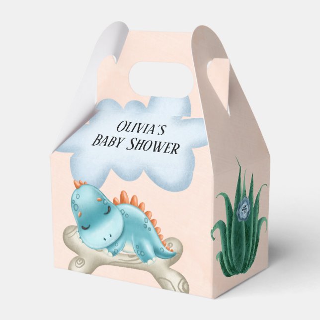 Ballotins Baby shower de dinosaure orange Turquoise (Verso)