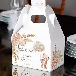 Ballotins Baby shower de fleurs séchées de marron pastel crè