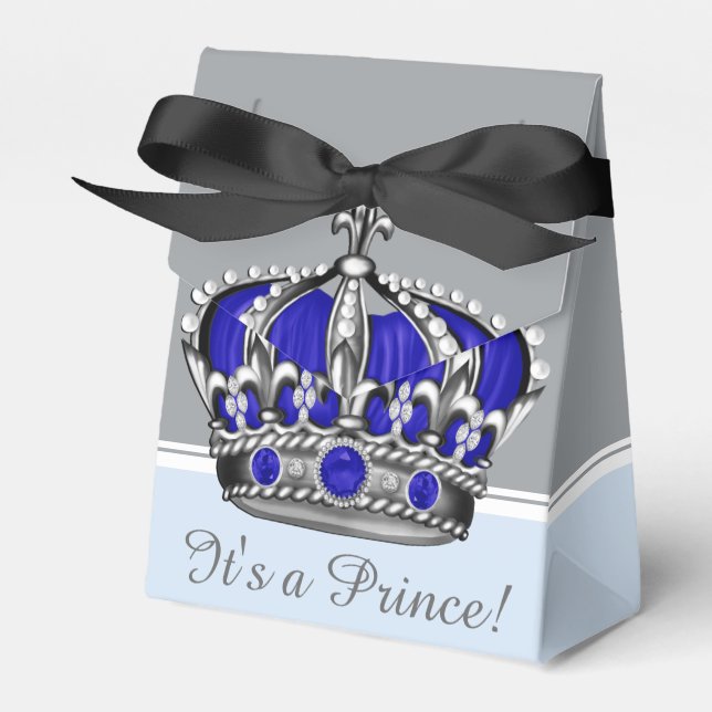 Ballotins Baby shower de garçon princier d'argent bleu (Verso)