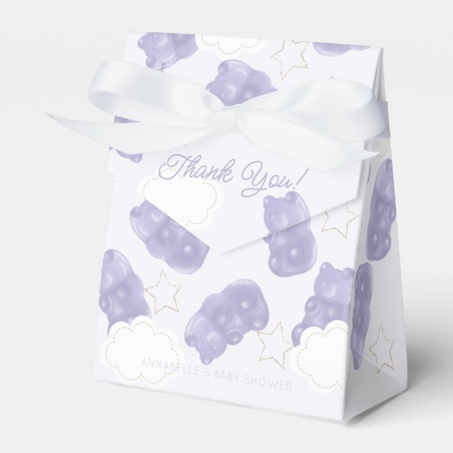 Ballotins Baby shower de l'ours de la gomme pourpre (Verso)