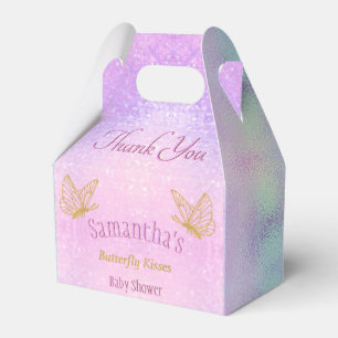 Ballotins Baby shower de papillon blanc étincelant rose