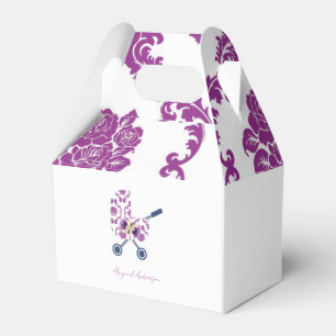Ballotins Baby shower de Pram Damask Magenta & Navy