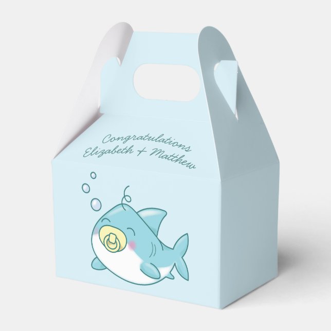 Ballotins Baby shower de requin mignon Kawaii (Verso)