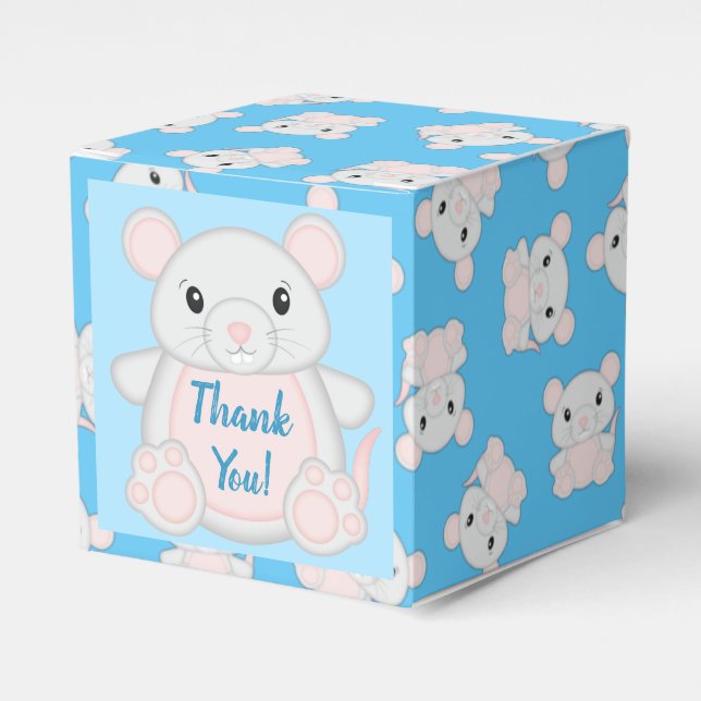 Ballotins Baby shower de souris bleu (Verso)
