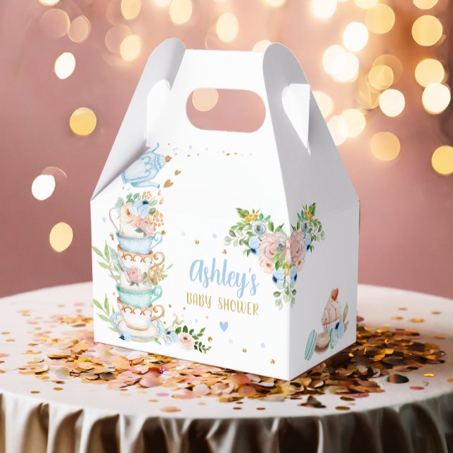 Ballotins Baby shower de thé Fleur bleue Fille bébé est en t (Créateur téléchargé)