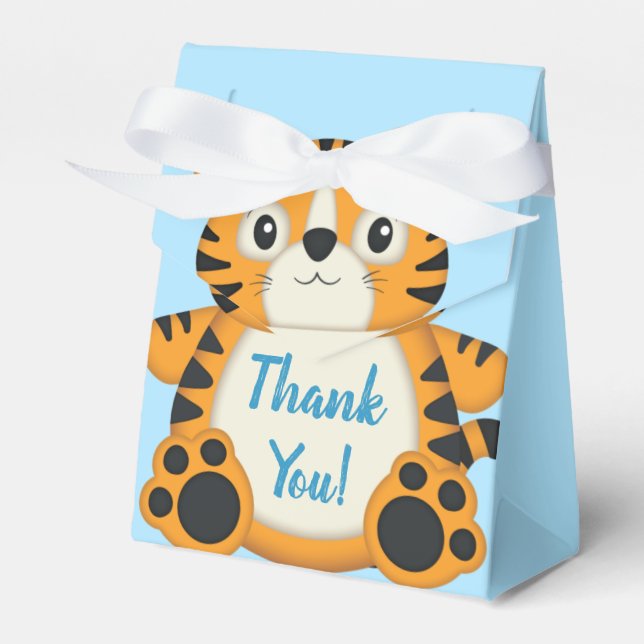 Ballotins Baby shower de tigre bleu (Verso)