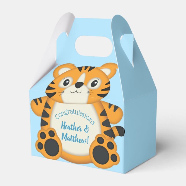 Ballotins Baby shower de tigre bleu (Verso)