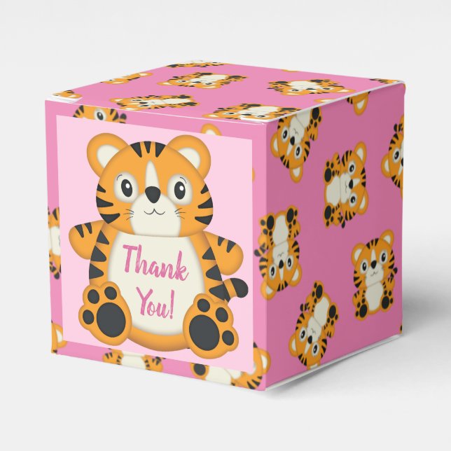 Ballotins Baby shower de tigre rose (Verso)