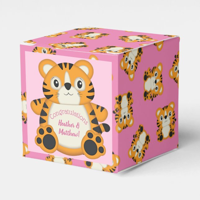 Ballotins Baby shower de tigre rose (Verso)