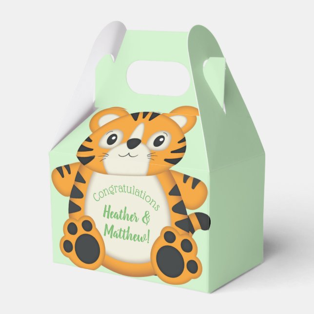 Ballotins Baby shower de tigre vert (Verso)