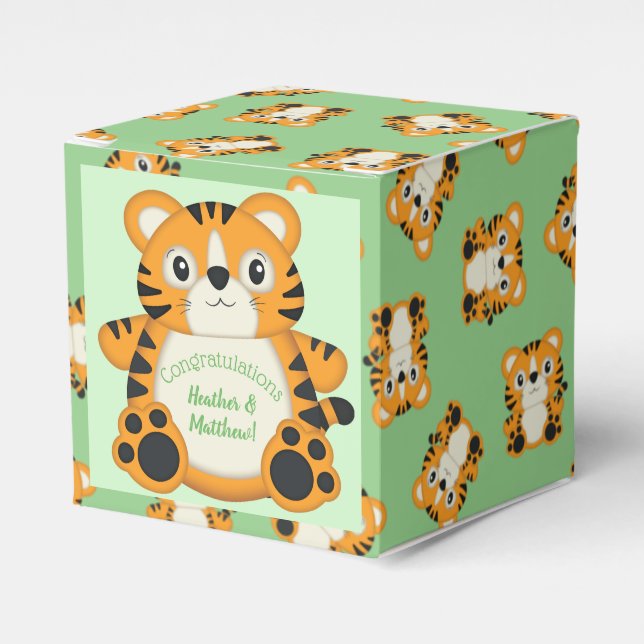Ballotins Baby shower de tigre vert (Verso)