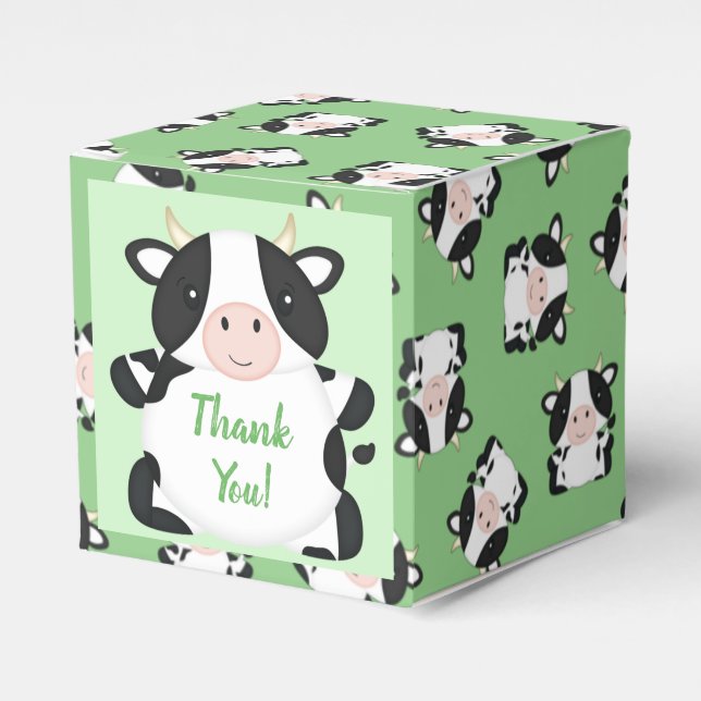 Ballotins Baby shower de vache vert (Verso)