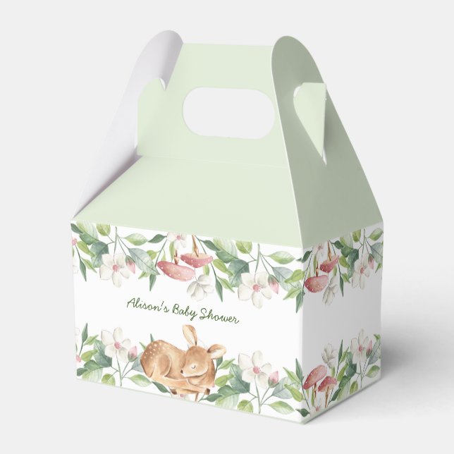 Ballotins Baby shower de végétation fleurie de cerfs de bois (Verso)