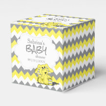 Baby shower d'éléphant jaune et gris Chevron