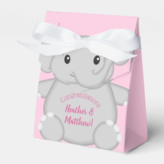Ballotins Baby shower d'éléphant rose (Verso)