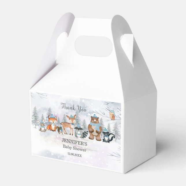 Ballotins Baby shower des animaux d'hiver des bois (Verso)