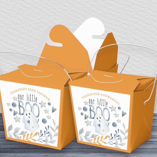 Ballotins Baby shower d'Halloween Little Boo Cute Ghost (Halloween favor boxes with little boo theme and editable wording on the front and back)