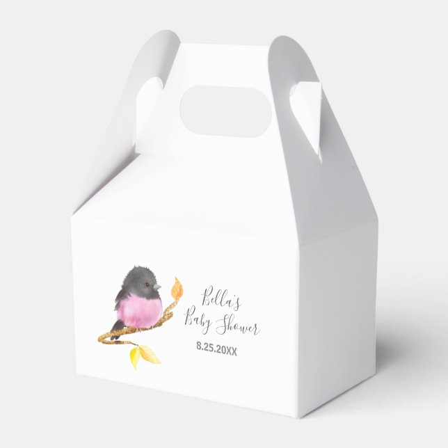 Ballotins Baby shower d'oiseaux roses Robin (Verso)