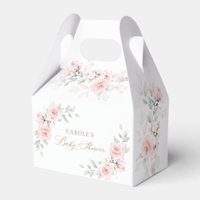 Ballotins Baby shower d'or rose floral (Verso)