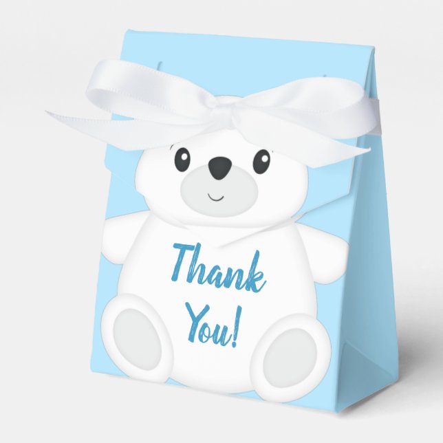 Ballotins Baby shower d'ours bleu polaire (Verso)