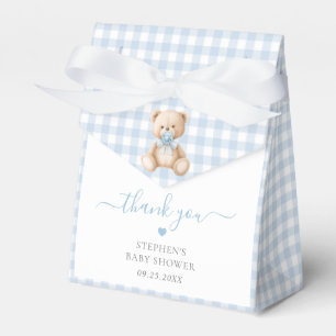Ballotins Baby shower d'ours en En vichy bleu
