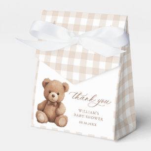 Ballotins Baby shower d'ours en peluche En vichy neutre