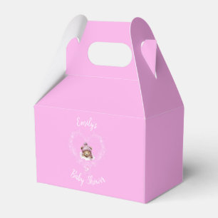 Ballotins Baby shower d'ours en peluche rose enneigé