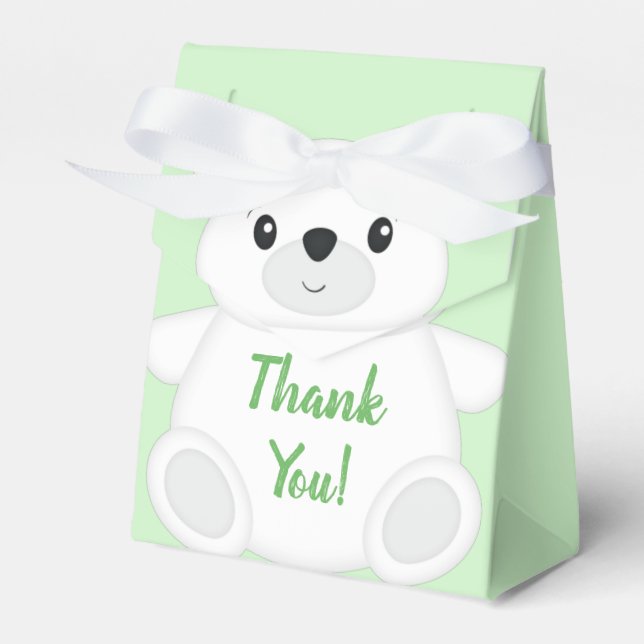 Ballotins Baby shower d'ours polaire vert (Verso)