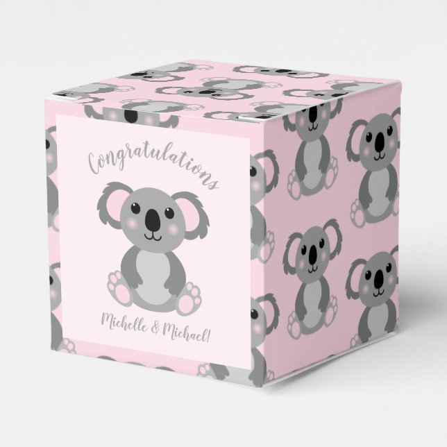 Ballotins Baby shower d'ours rose Koala (Verso)
