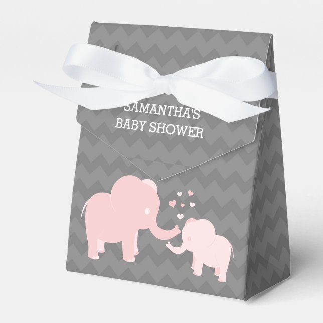 Ballotins Baby shower éléphant rose gris Ballotin de tente (Verso)
