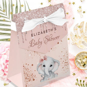 Ballotins Baby shower éléphant rose or rousse parties scinti