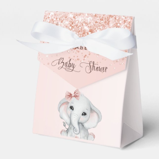 Ballotins Baby shower éléphante fille rose parties scintilla (Verso)