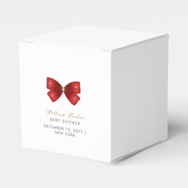 Ballotins Baby shower en bois d'aquarelle moderne rouge (Verso)