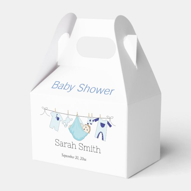 Ballotins Baby shower en linge de garçon bleu mou simple (Verso)