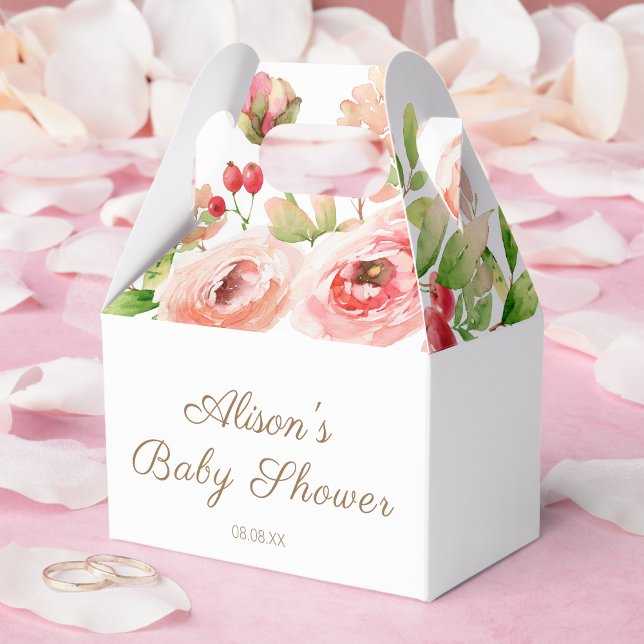 Ballotins Baby Shower Fille de Floral de Rose Rose Verte (Créateur téléchargé)