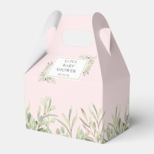 Ballotins Baby Shower Fille Rose Élégante avec Feuillage