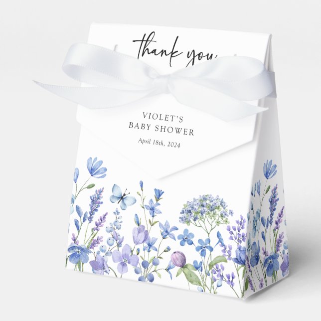 Ballotins Baby shower Fleur sauvage bleu aquarelle (Verso)