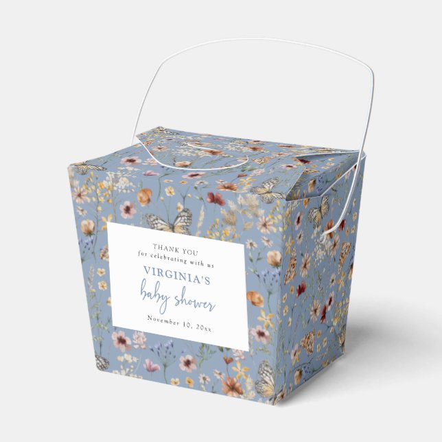 Ballotins Baby shower Fleur sauvage Boho bleu (Verso)