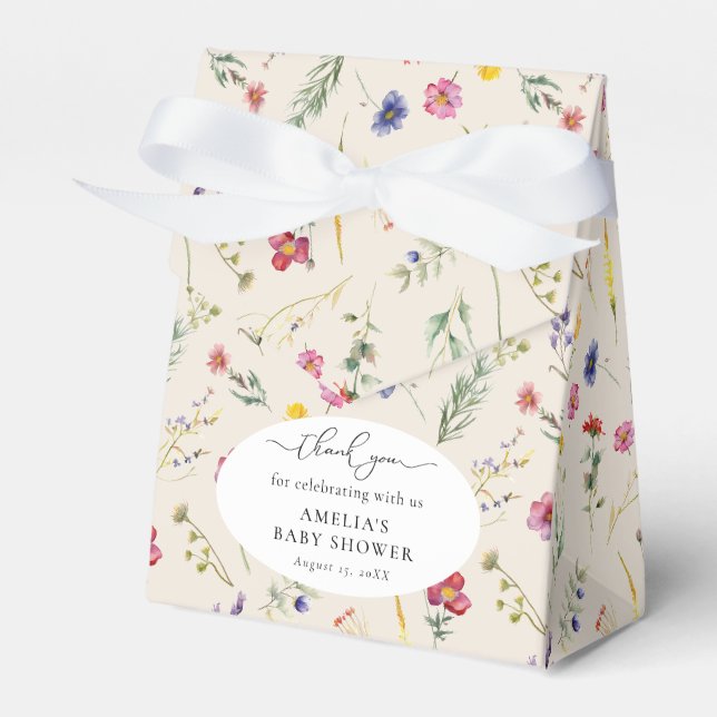 Ballotins Baby shower fleuri Fleur sauvage beige printemps (Verso)
