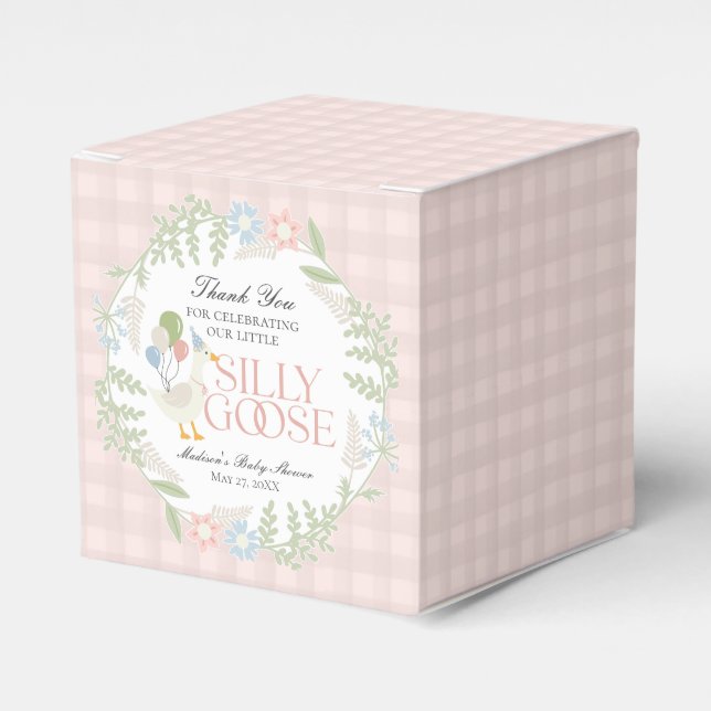 Ballotins Baby shower Floral En vichy d'oie soie rose (Verso)
