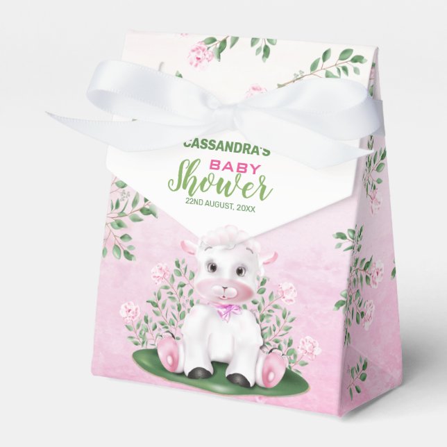 Ballotins Baby shower floral rose agneau (Verso)