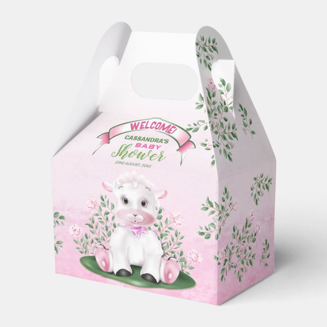Ballotins Baby shower floral rose agneau (Verso)