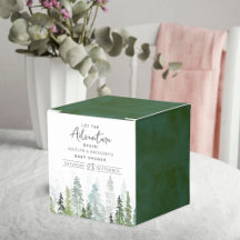 Baby shower forestier de pins d'aquarelle