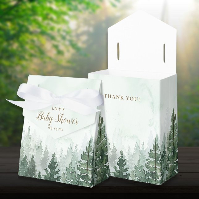 Ballotins Baby shower forestier rustique de pins (Rustic Pine Tree Forest Baby Shower Favor Boxes)