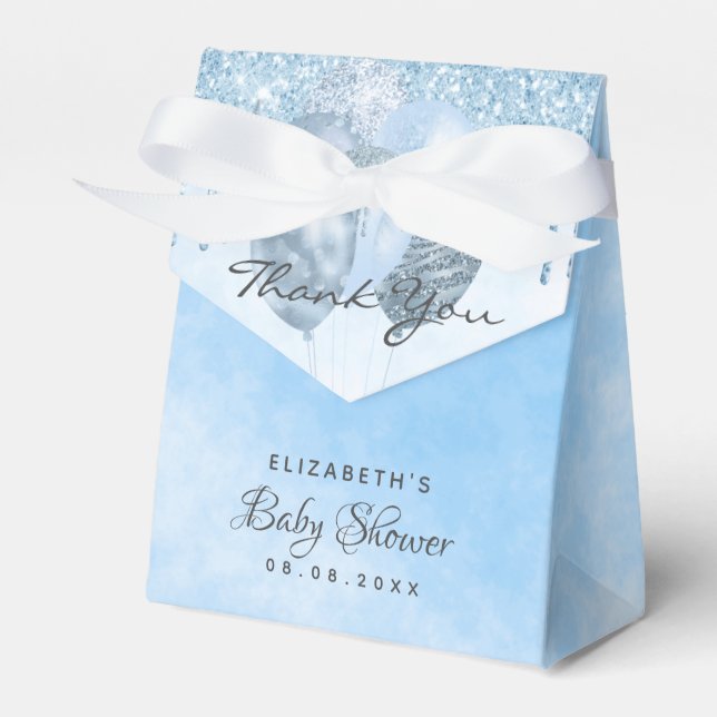 Ballotins Baby shower garçon bleu clair ballons merci (Verso)