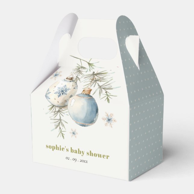 Ballotins Baby shower Garçon de Noël Bleu Minimal d'hiver (Verso)