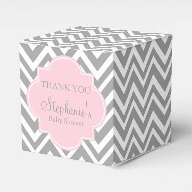 Ballotins Baby shower gris, blanc et rose pastel Chevron (Verso)