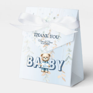 Ballotins Baby Shower Joli Ours en Peluche Fleurs Bleues Mag