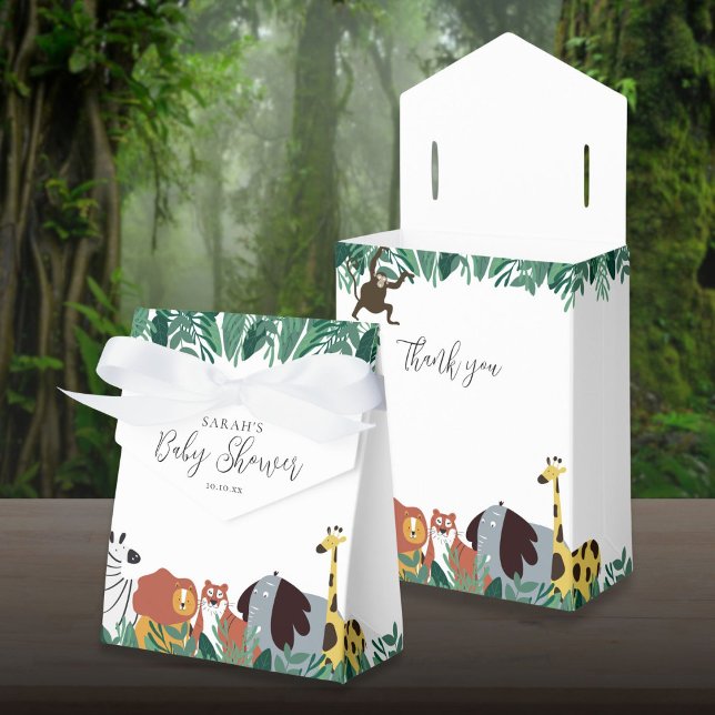 Ballotins Baby shower Jungle Safari Animaux (Jungle Safari Animals Baby Shower Favor Boxes)